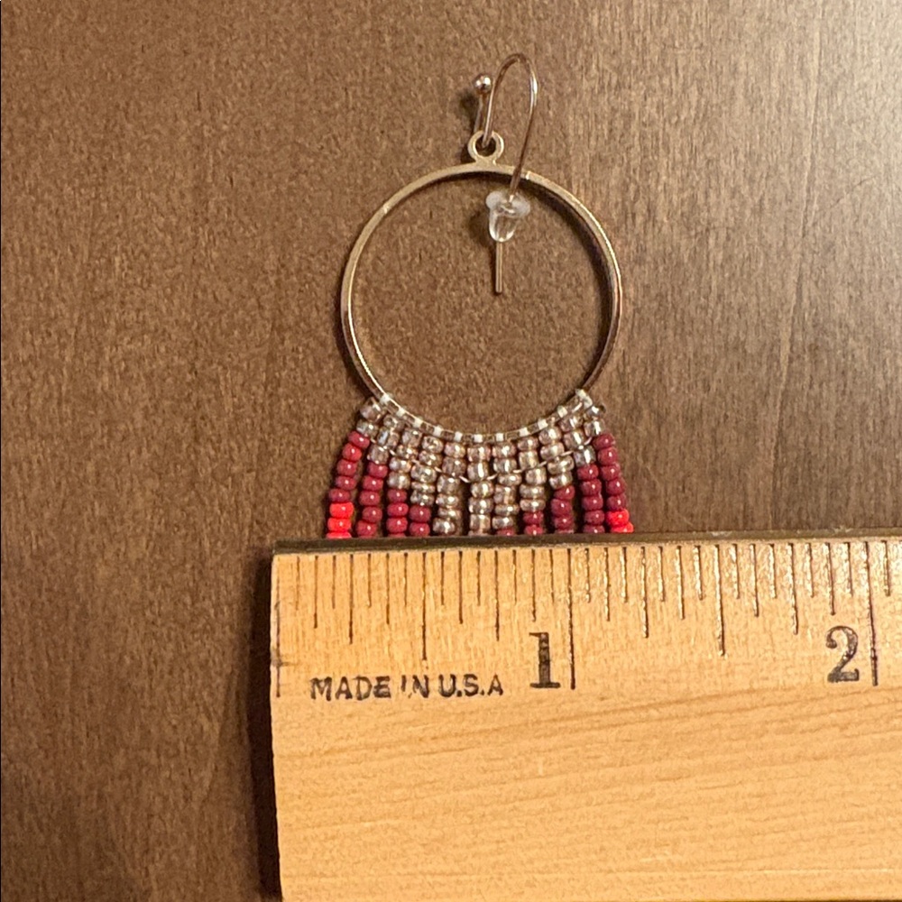 Like New! Elegant Beaded Hoop Earrings - Vibrant Color! - Picture 8 of 8
